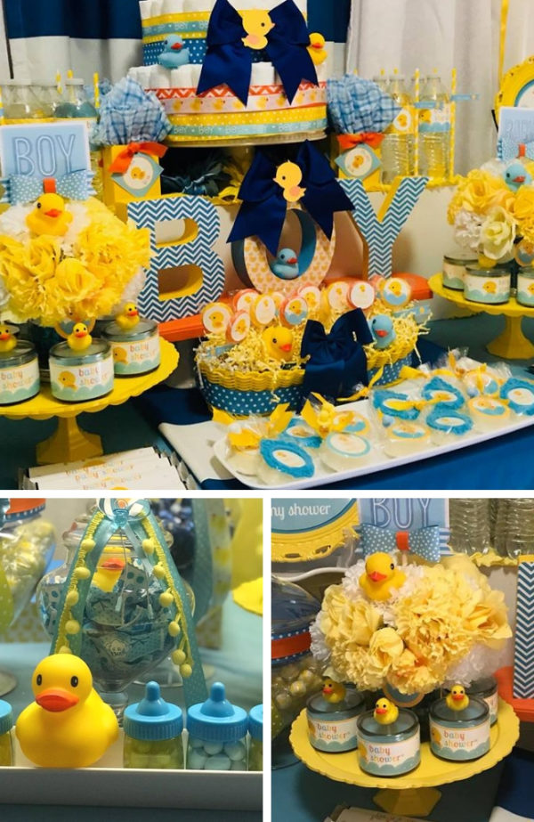 Blue and Yellow Rubber Ducky Baby Shower